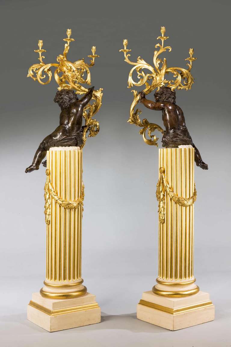Pair of 19th Century Cold Cast Gilt Bronze Putti In Good Condition In Peterborough, Northamptonshire