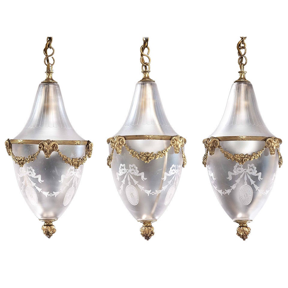 Set of Three Late 19th Century Pear Shaped Lanterns