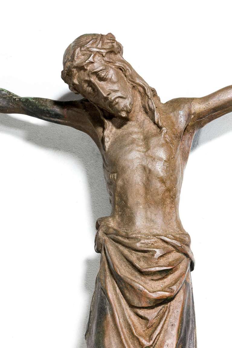 A well cast bronze crucifixion figure of Christ, probably Italian, dating from the late 19th century.

RR.