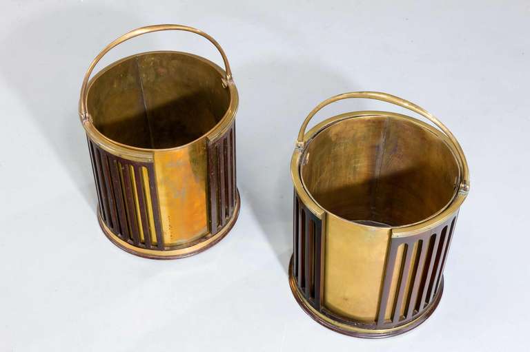 Mahogany Near Pair of George III Period Plate Buckets For Sale