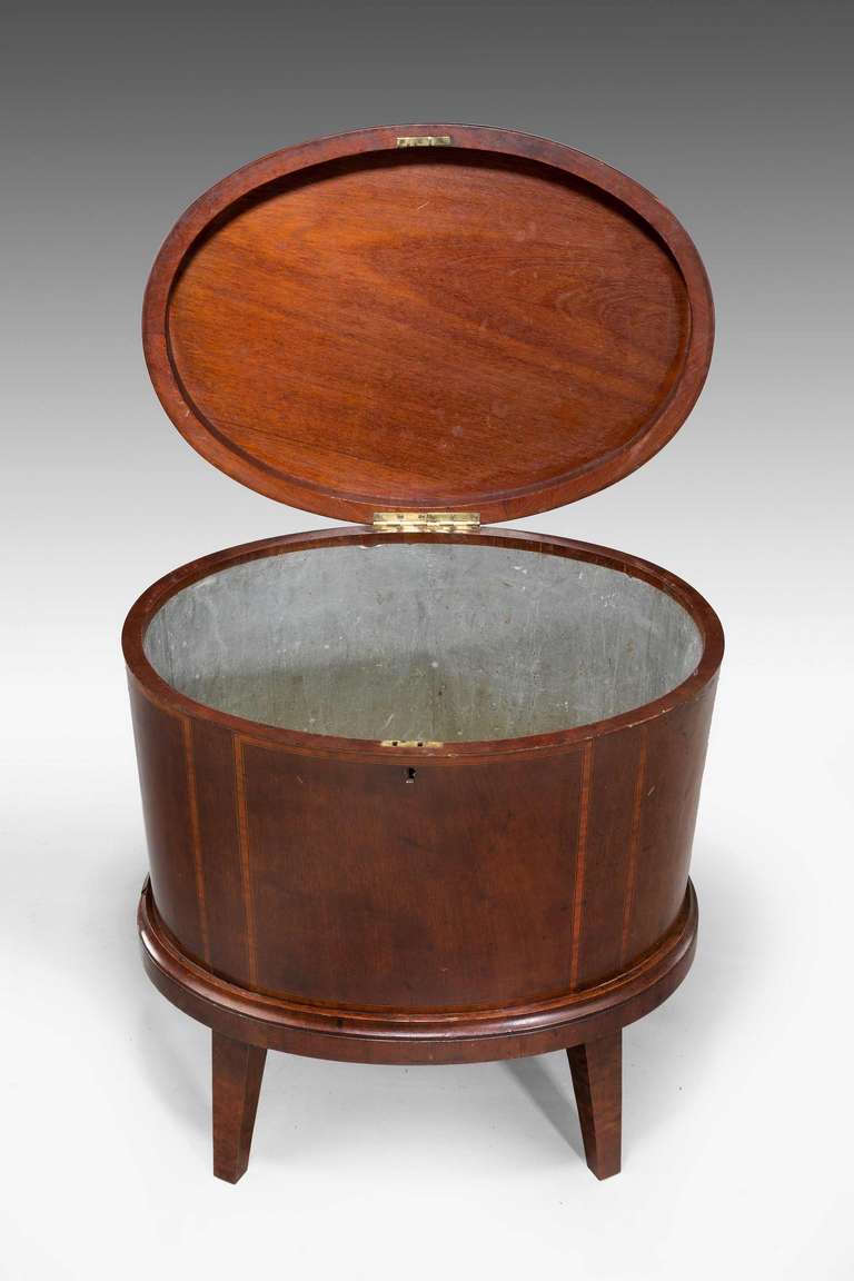 British George III Period, Enclosed Wine Cooler with Boxwood Stringing