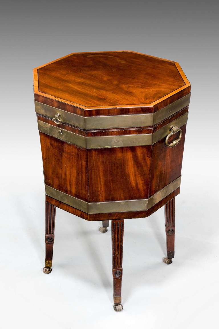 Late 18th Century George III Period Octagonal Wine Cooler with Boxwood Inlay