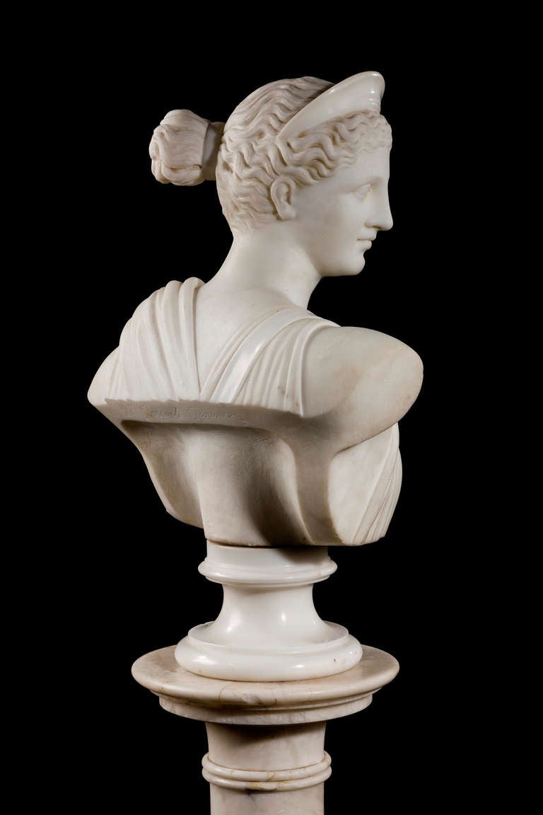 19th Century Marble Bust of a Young Girl