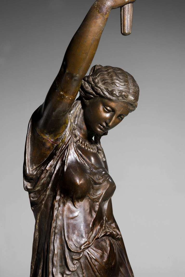 Bronze Figure of a 19th Century Neoclassical Maiden after John Bell For Sale