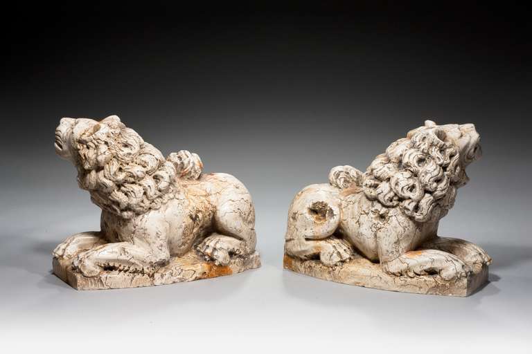Pair of mid 20th century Italian Lions For Sale 5