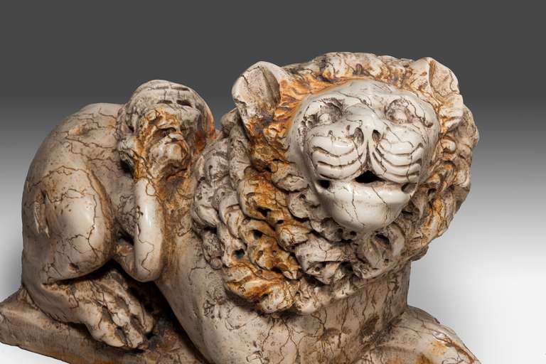 Pair of mid 20th century Italian Lions For Sale 4