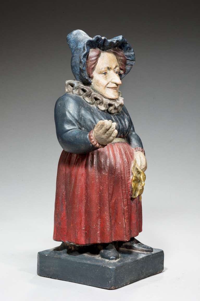 Pair of Mid-19th Century Polychrome Figures For Sale 2