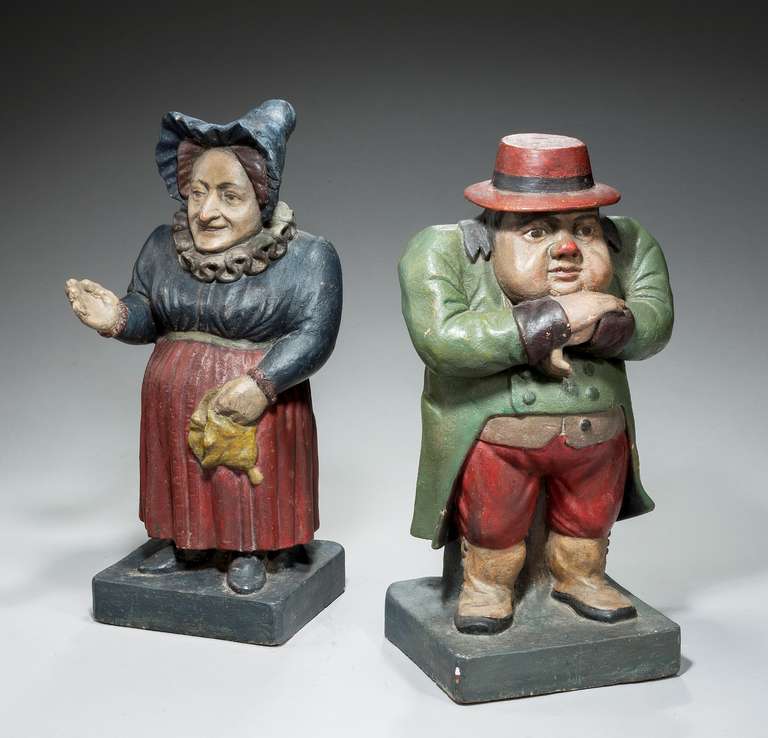 English Pair of Mid-19th Century Polychrome Figures For Sale