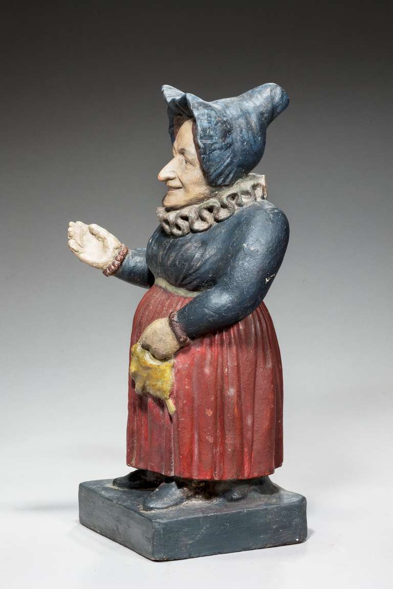 Pair of Mid-19th Century Polychrome Figures For Sale 1