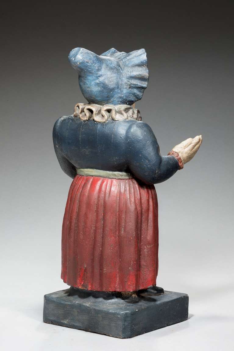 Pair of Mid-19th Century Polychrome Figures For Sale 3