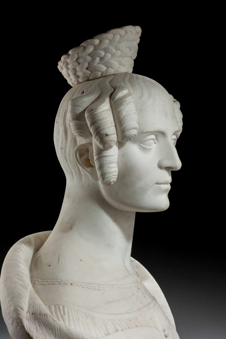 19th Century Marble Bust of a Young Women 6
