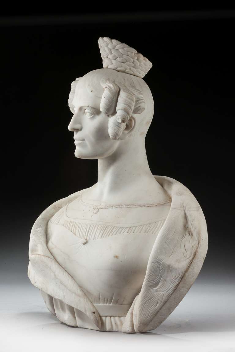 19th Century Marble Bust of a Young Women 3