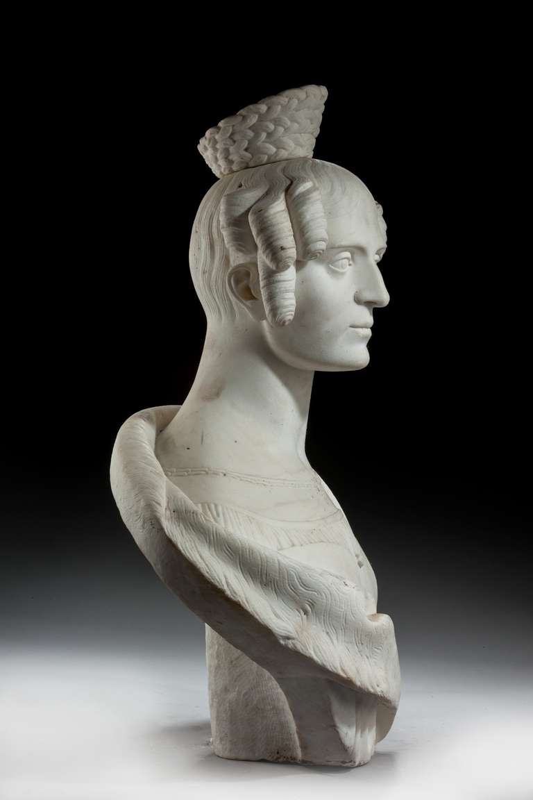19th Century Marble Bust of a Young Women 5