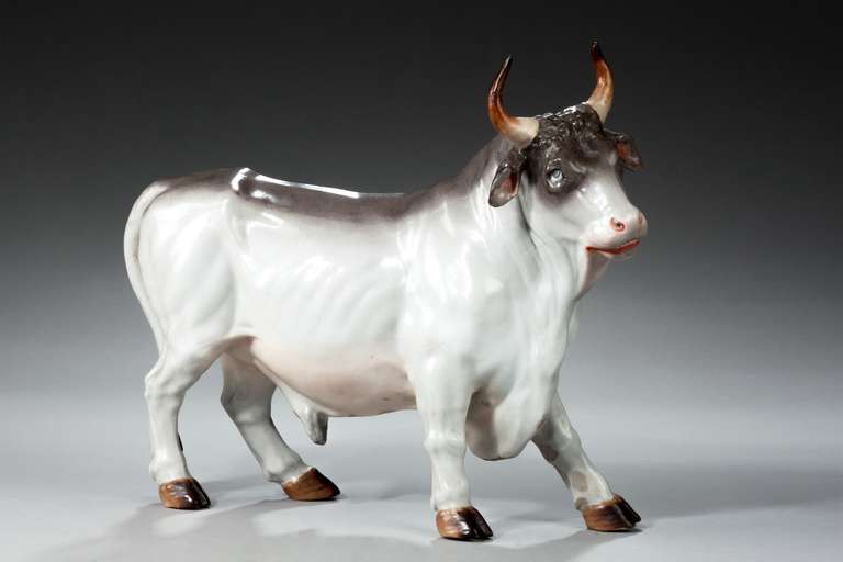 English 19th Century Continental Porcelain Bull