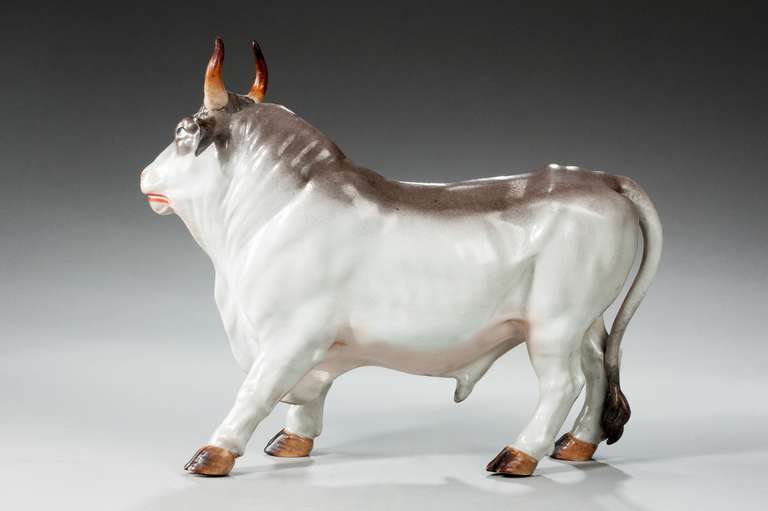 19th Century Continental Porcelain Bull 1