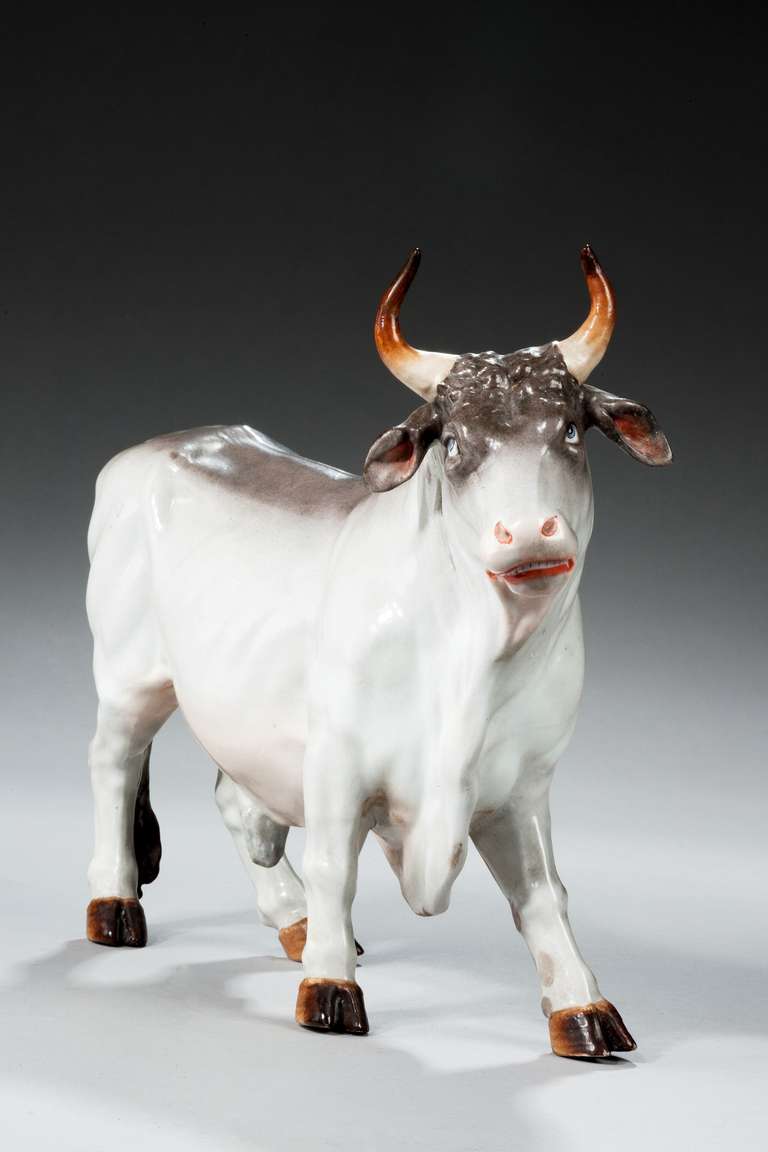 19th Century Continental Porcelain Bull 2