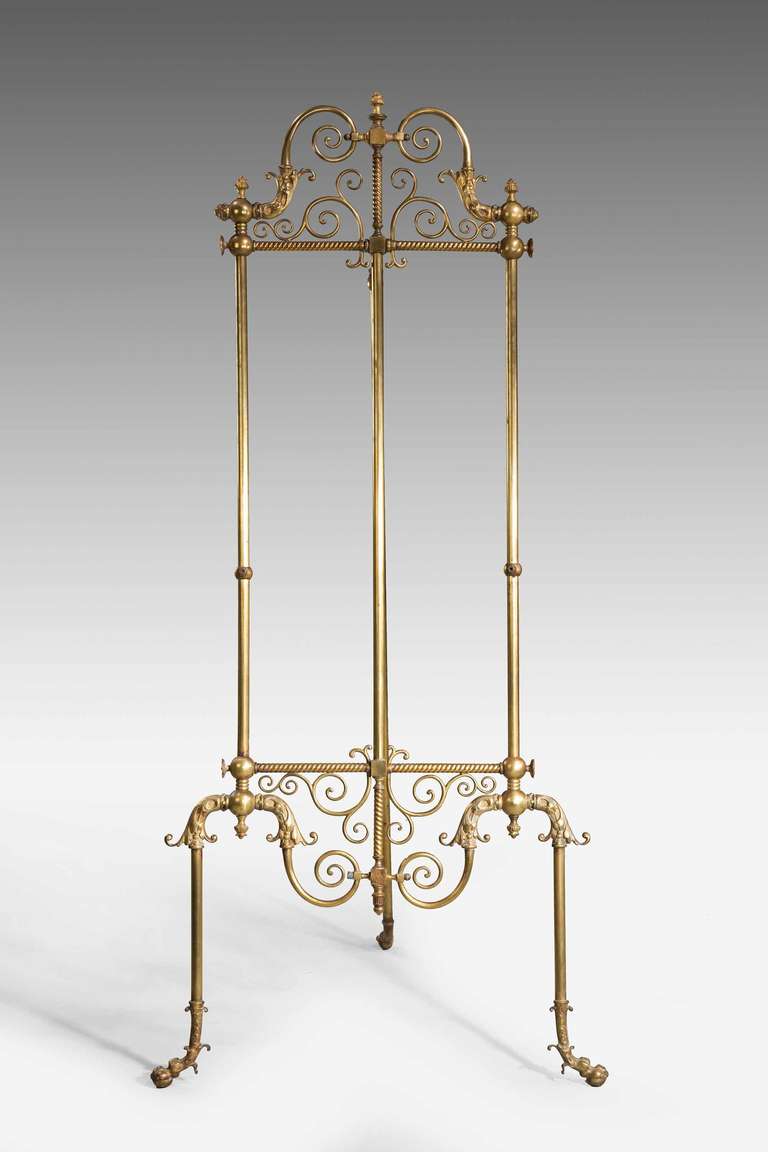 19th century French bronze easel with spiral sections and elaborate scroll-work.

