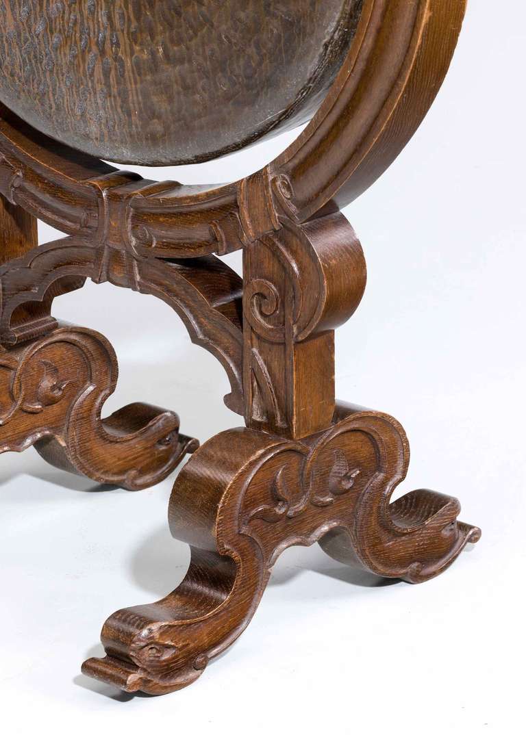 British Well-Carved Oak Hall Gong