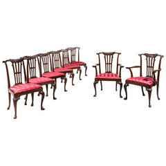 Set of Eight Chippendale Design Dining Chairs