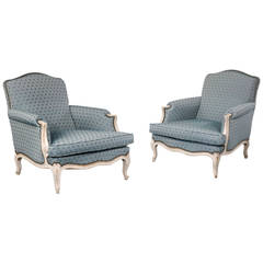 Pair of Louis XV Design Painted Beech Fauteuils 4