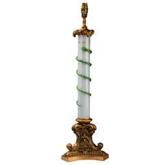 Late 19th century French Opaline and Bronze Column Lamp