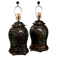 Pair of early 20th century Papier Mâché Lamps