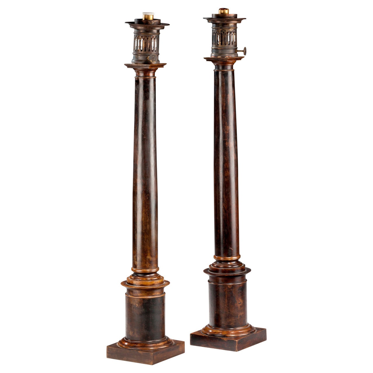 Pair of Solid Bronze Lamps For Sale at 1stdibs