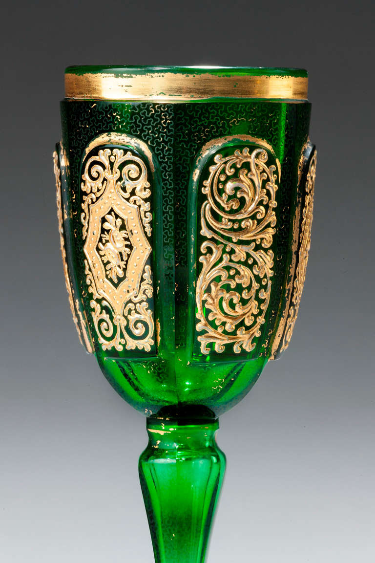 dark green goblet glasses