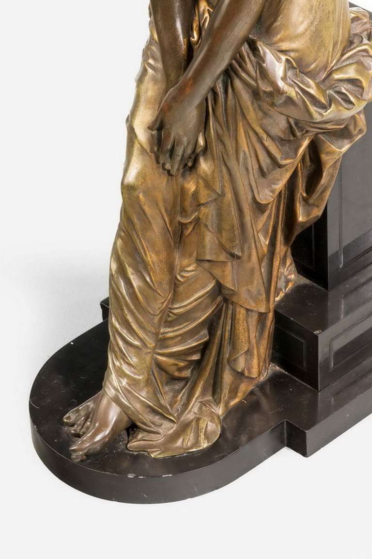 19th Century Seated Maiden on a Stepped Black Marble Base 1