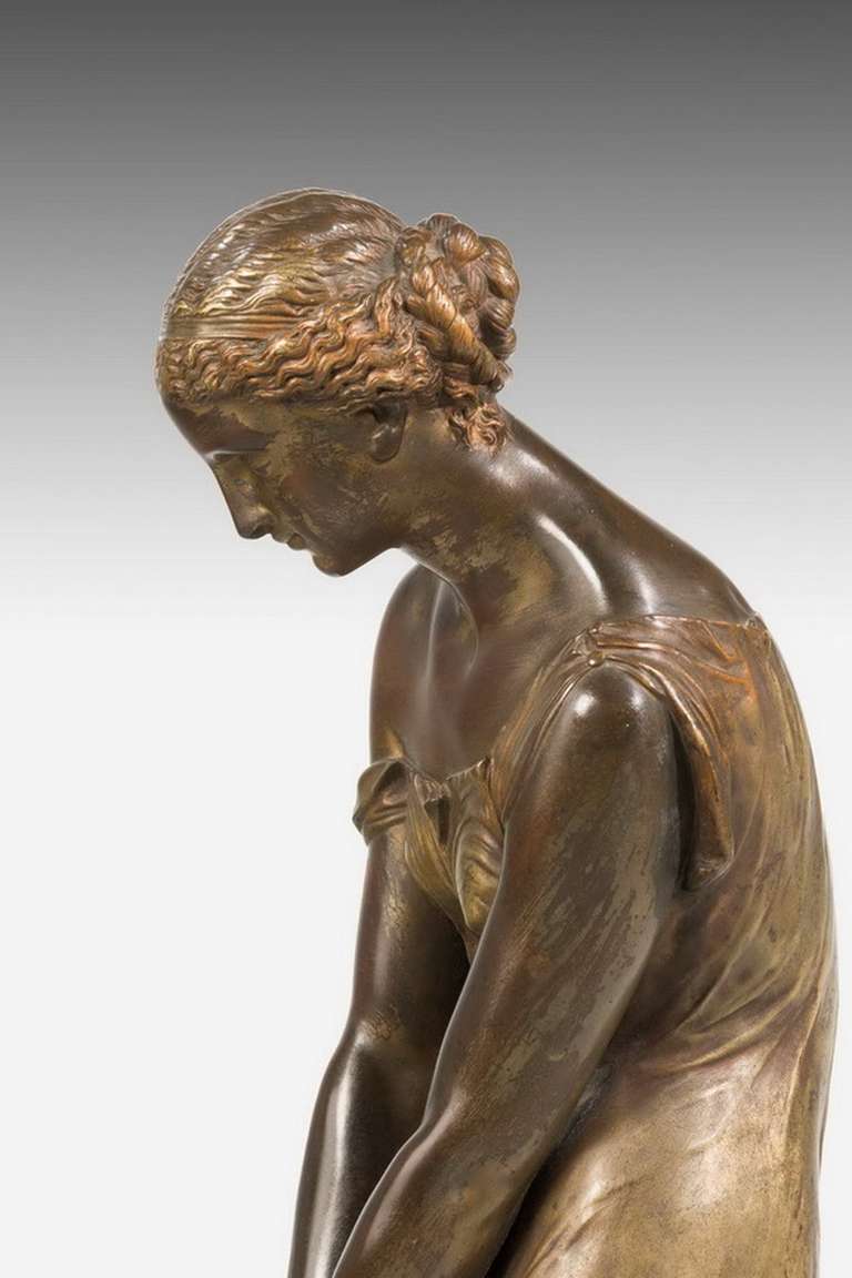 19th Century Seated Maiden on a Stepped Black Marble Base 2