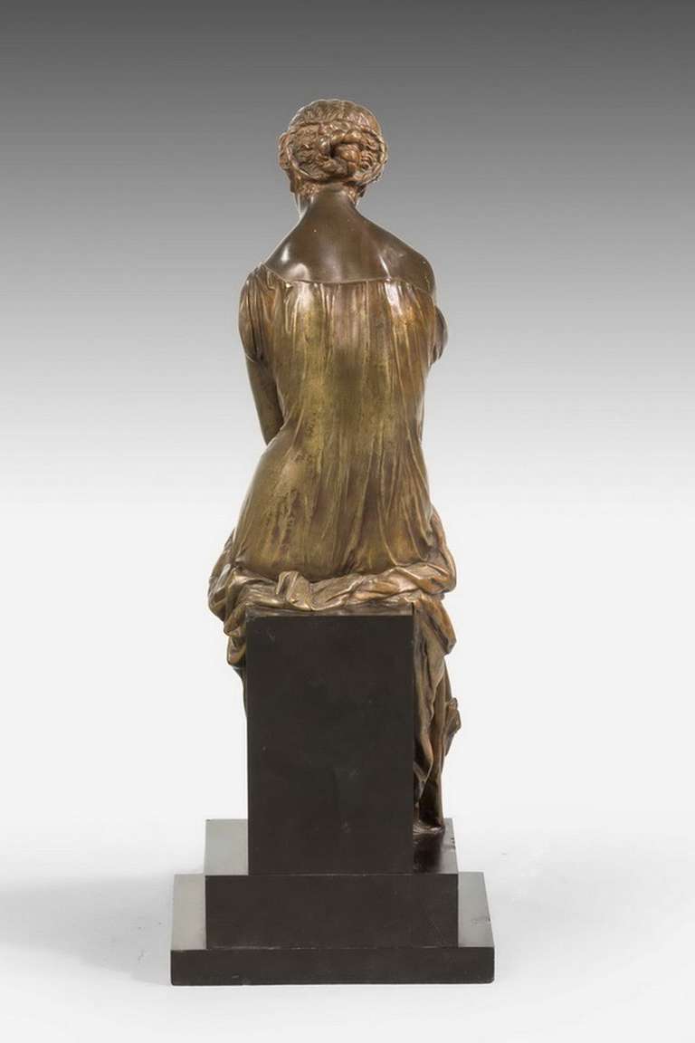 19th Century Seated Maiden on a Stepped Black Marble Base 3