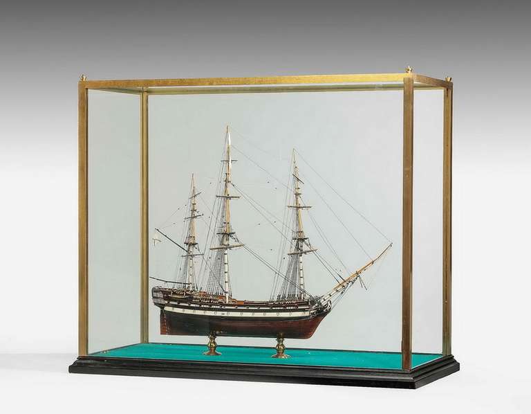 A well presented model of the Russian 66 gun ship. Pobedonosec in glass cabinet. Dating from the third quarter of the 20th century.


