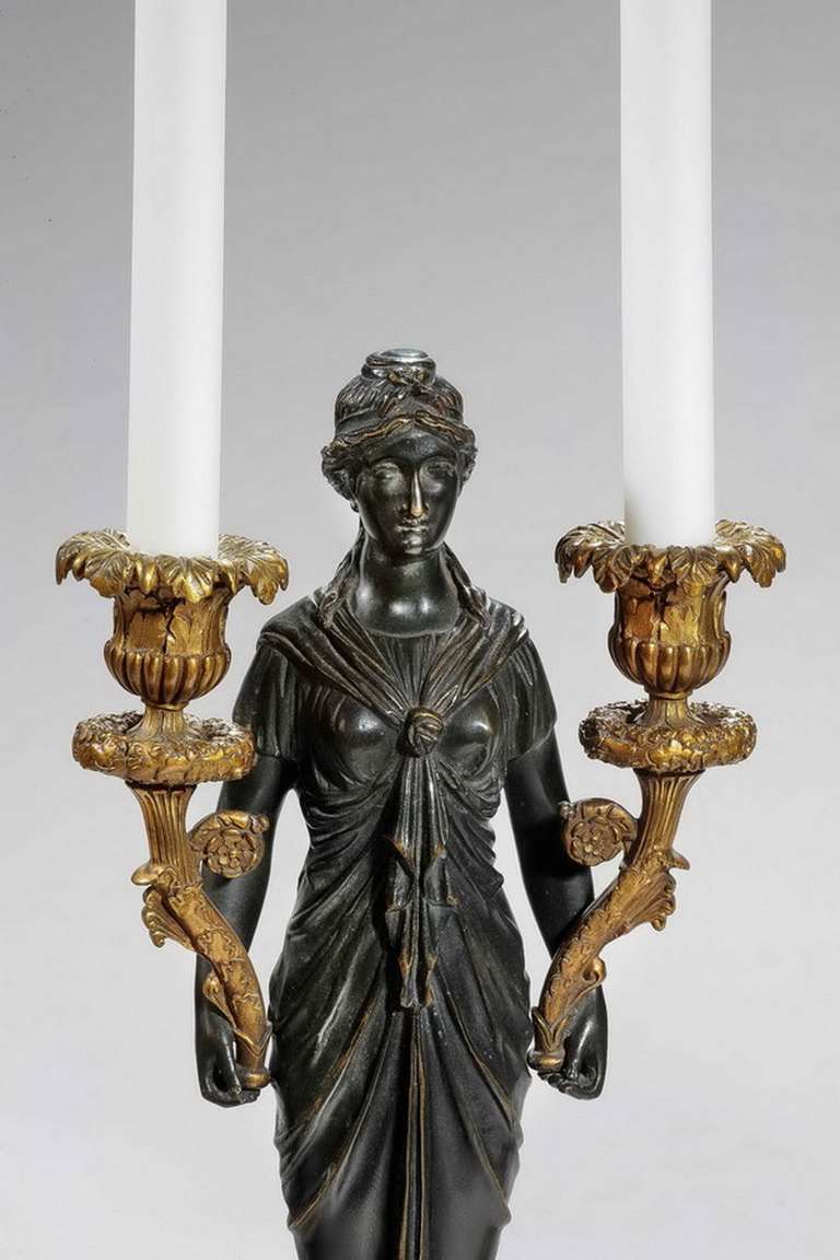 Pair of English 19th Century Bronze Candelabra Figures 2