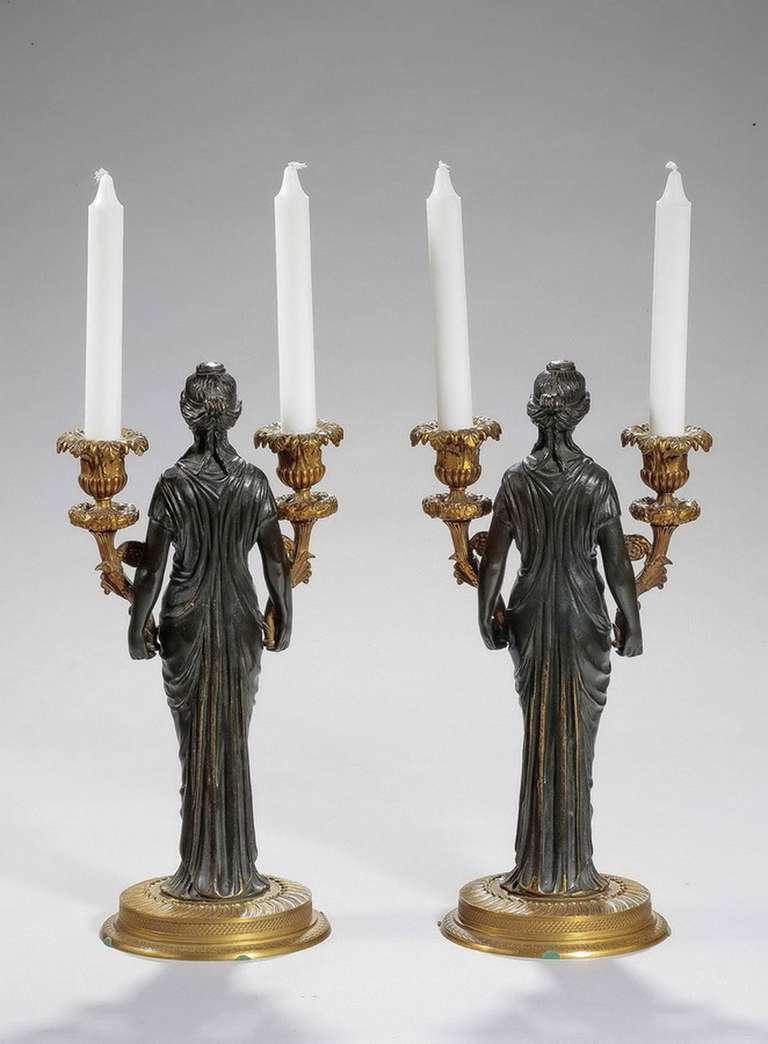 Pair of English 19th Century Bronze Candelabra Figures 4