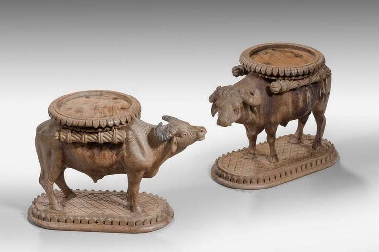 Indian Pair of Late 19th Century Water Buffalo  For Sale