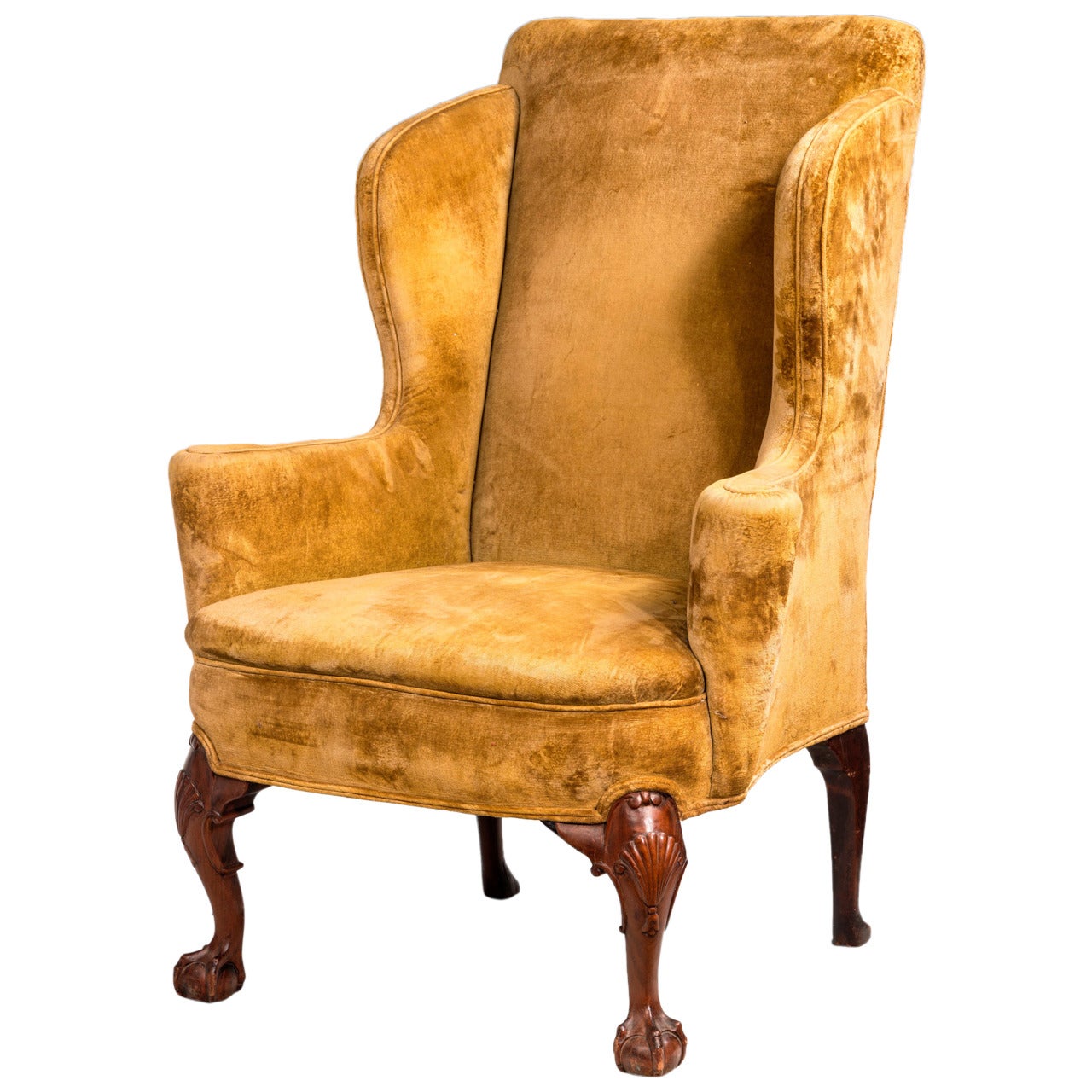 Late 19th Century Walnut-Framed Wing Chair