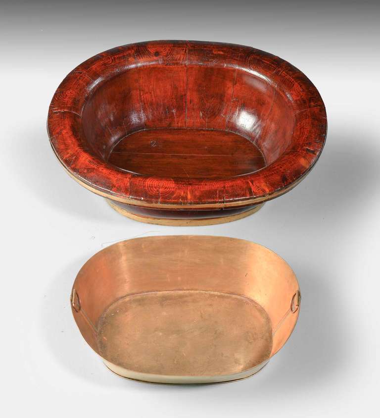 Chinese An Elm Oval Baby's Bath with Brass Banding