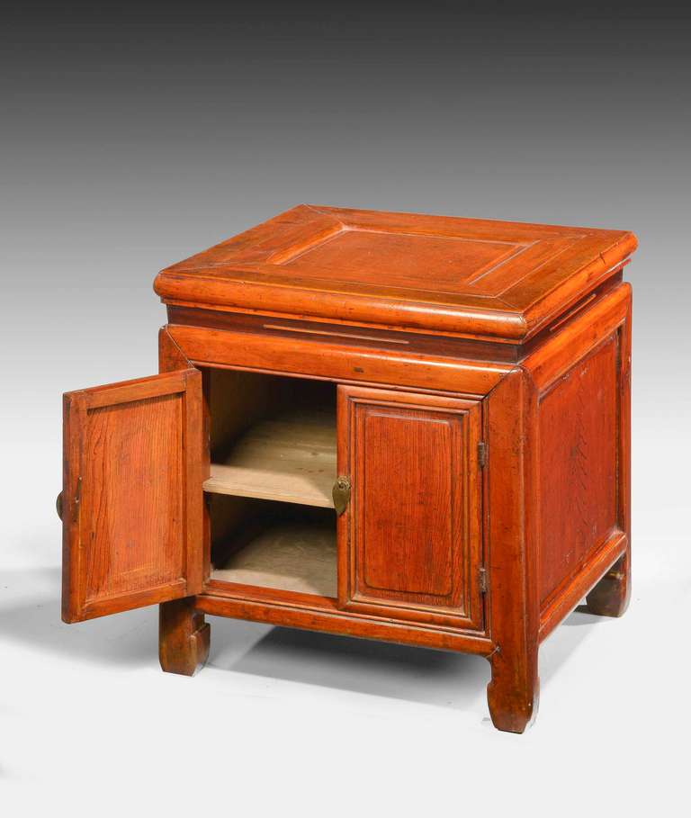 Chinese Small 19th Century Oriental Elm Enclosed Stool Table