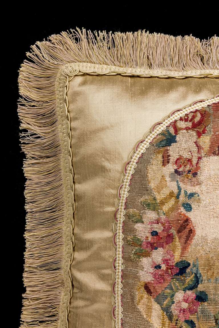 18th Century and Earlier Cushion: Mid 18th Century, Silk and Wool. The Lady Gardener