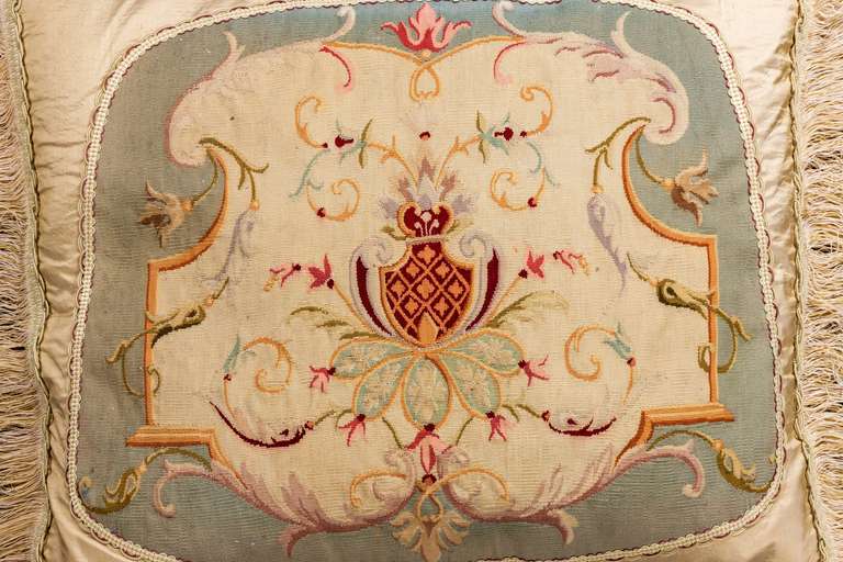 French Cushion: 18th Century, Wool with an Armorial Central Cartouche 