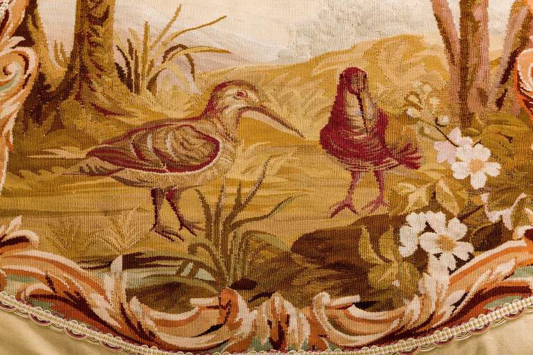 Cushion: 18th Century, Wool. Two Exotic, Long Billed Birds In Excellent Condition For Sale In Peterborough, Northamptonshire