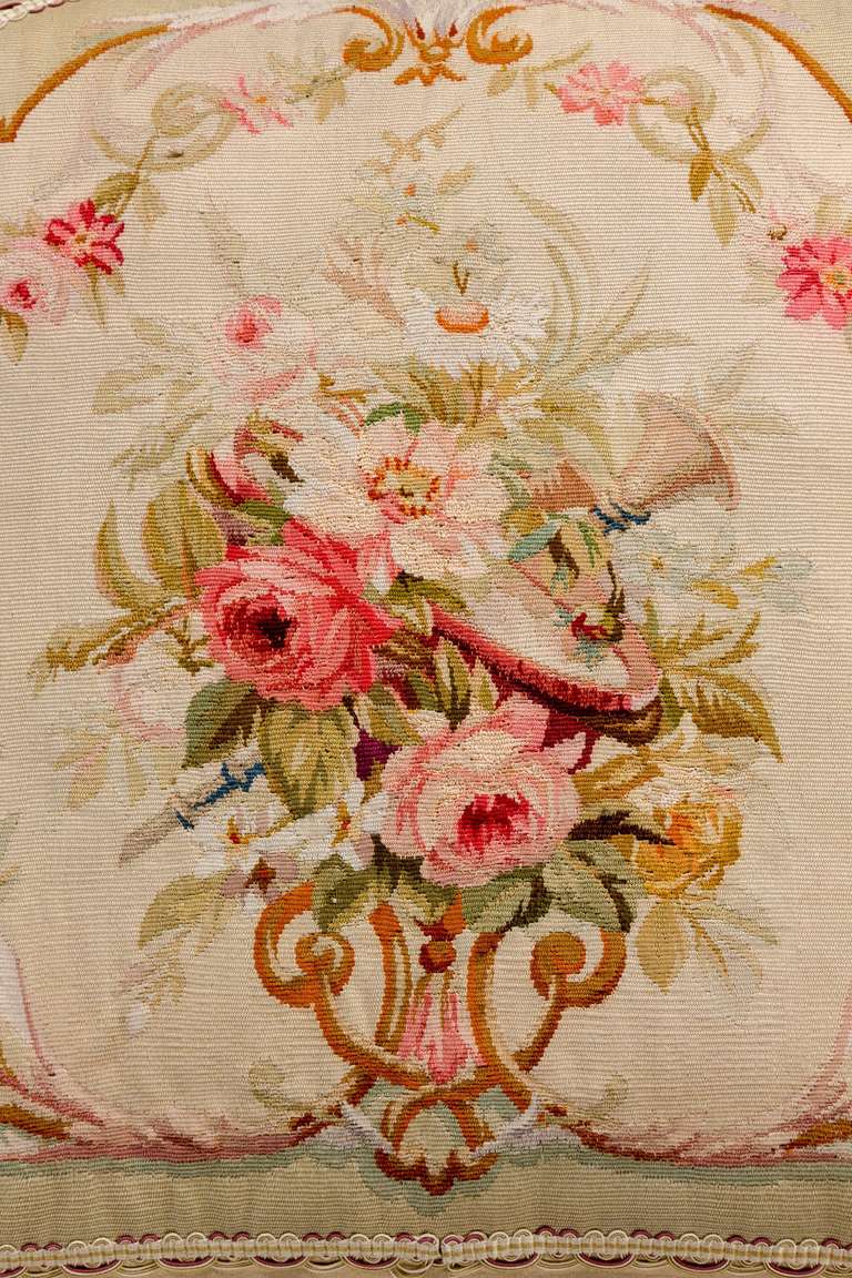 French Cushion: 18th Century, Wool. A Bouquet of Flowers 