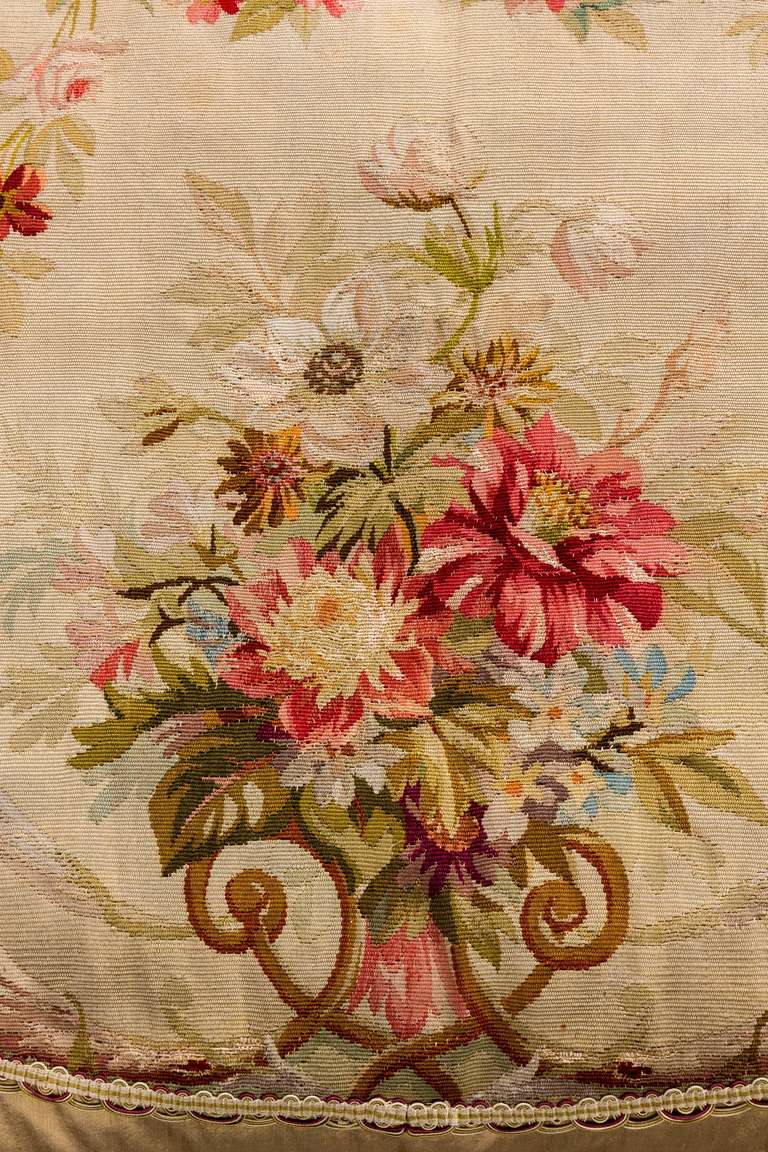 French Cushion: 18th Century, Wool and Silk. Bouquet of Flowers