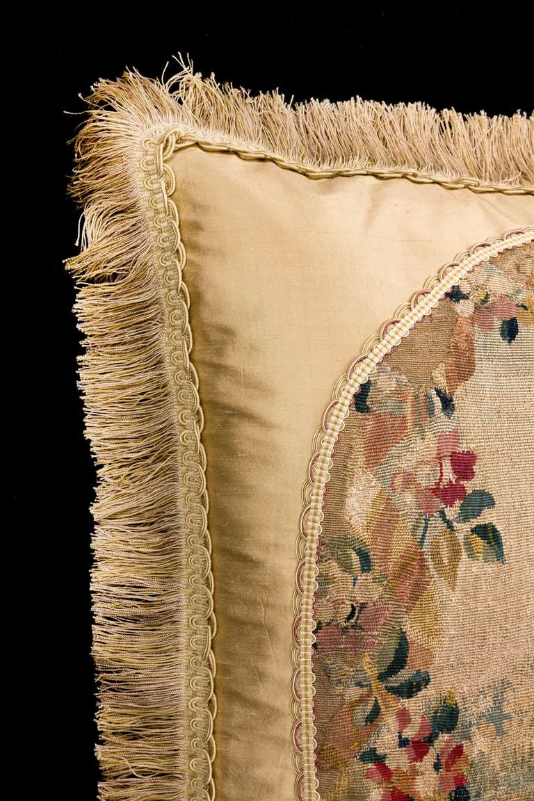 18th Century and Earlier Cushion: Mid-18th Century, Wool. A Hound Stalking a Bird