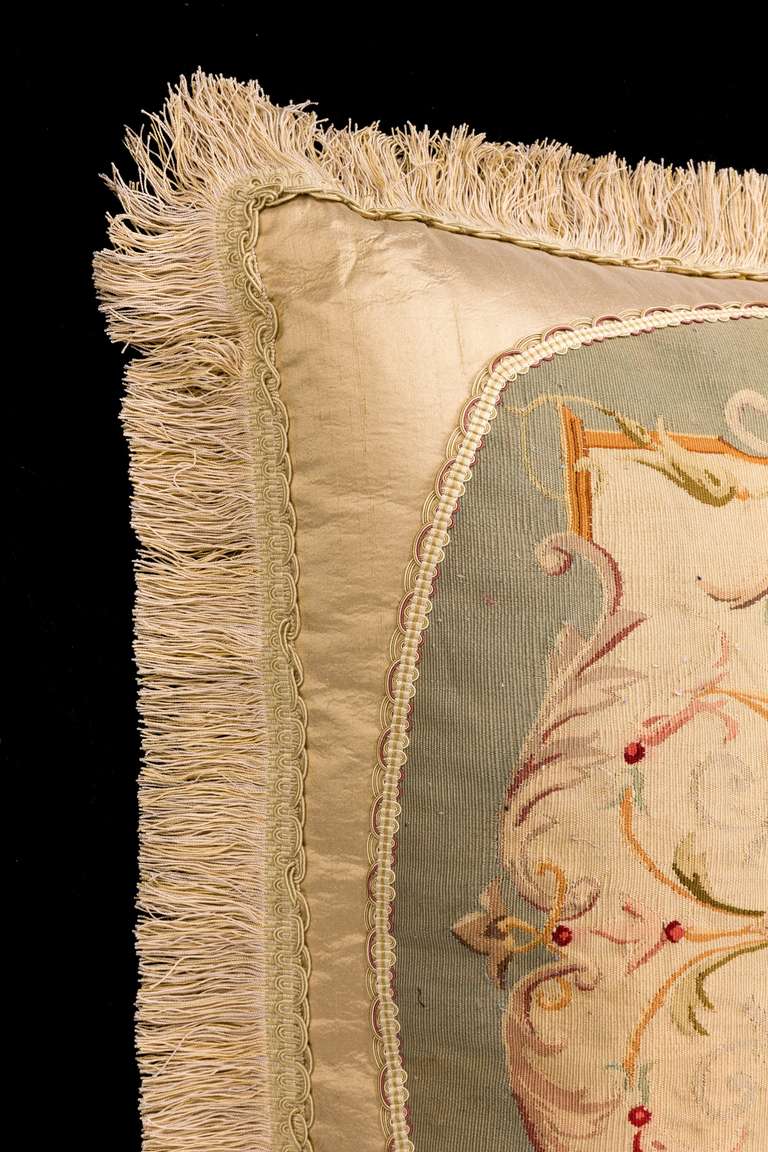Cushion: 18th Century. Wool with Stylised Framework and Festoons In Good Condition In Peterborough, Northamptonshire