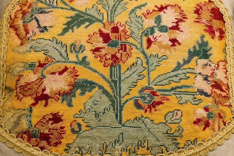 French Cushion: 18th Century, Wool with Stylised Foliage