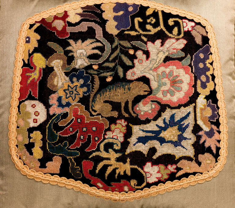 French Cushion: 18th Century, Wool. A Mythical Beast.