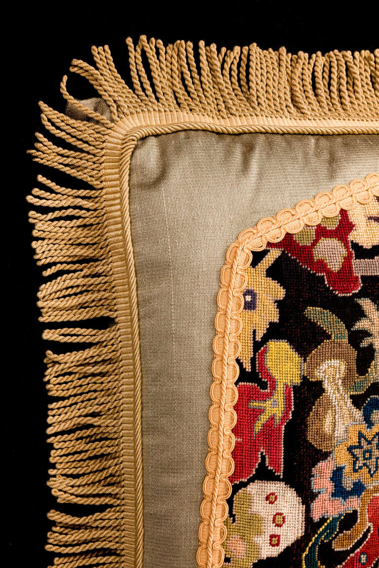 18th Century and Earlier Cushion: 18th Century, Wool. A Mythical Beast.