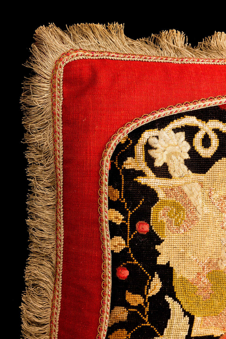 Late 18th Century Cushion: 18th Century, Wool with a Stylised Lion.
