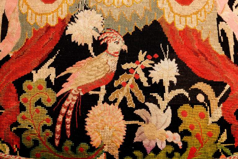 French Cushion: 18th Century, Wool. An Exotic Bird.